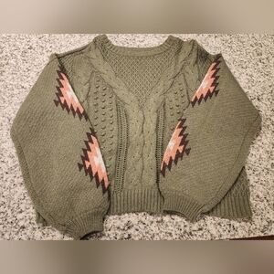 Rock n Roll Cowgirl Olive Green Sweater Sz L